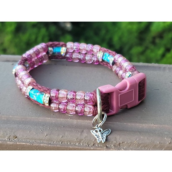Custom Handmade Beaded Bling Dog Collar - Picture 1 of 2